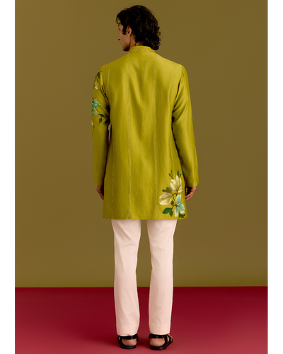Green Handpainted Kurta Set