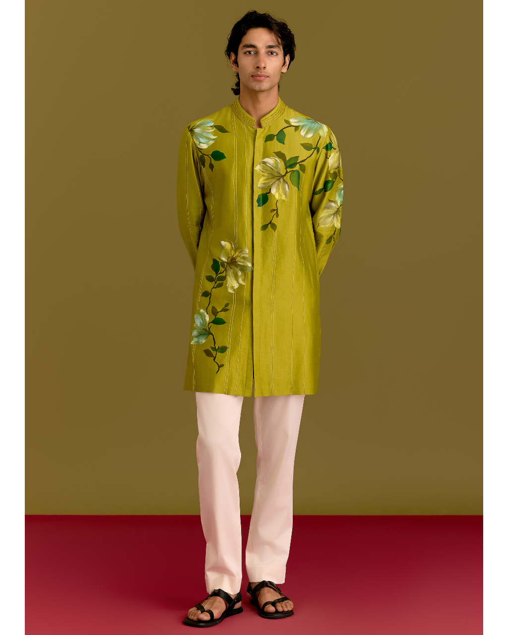 Green Handpainted Kurta Set