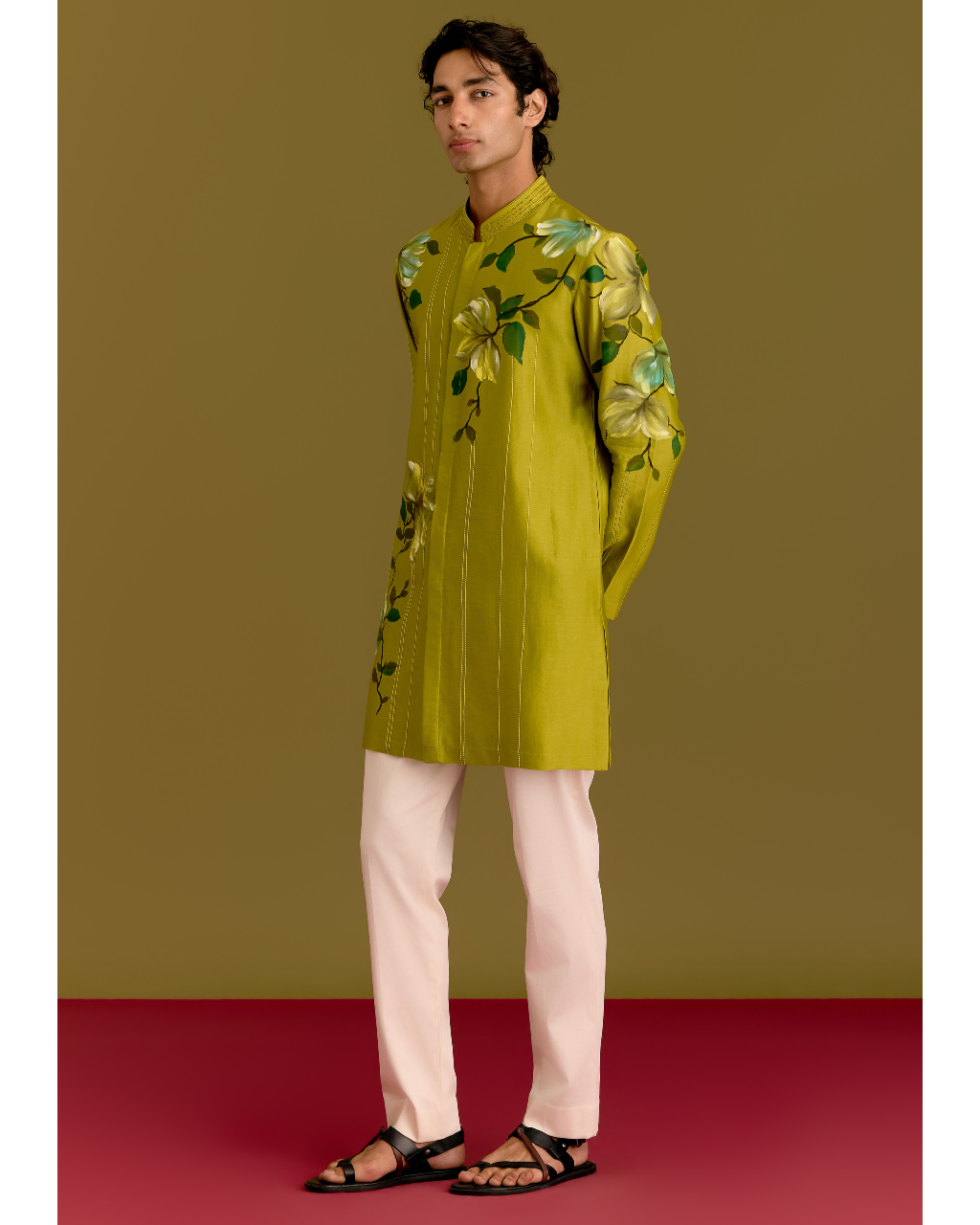 Green Handpainted Kurta Set