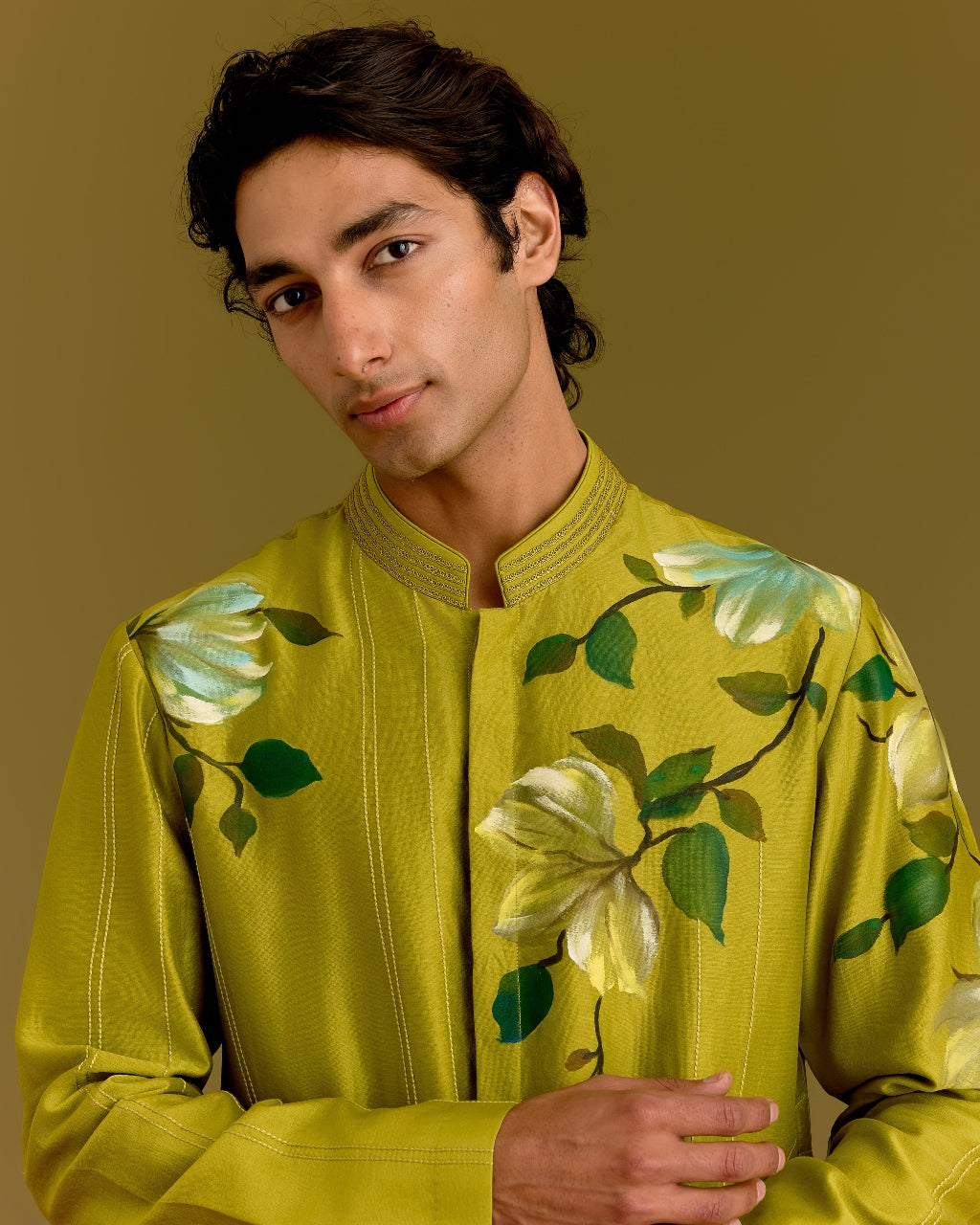 Green Handpainted Kurta Set