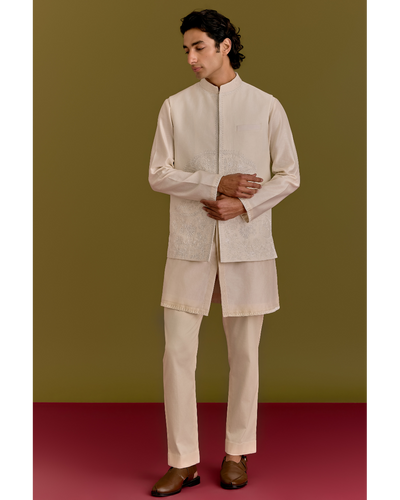 Ivory Embroidered Bundi Set