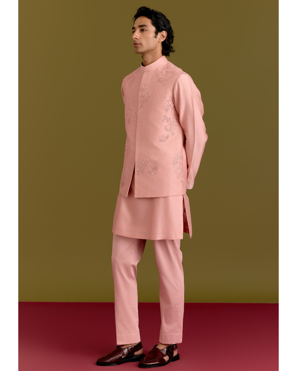 Blush Embroidered Bundi Set
