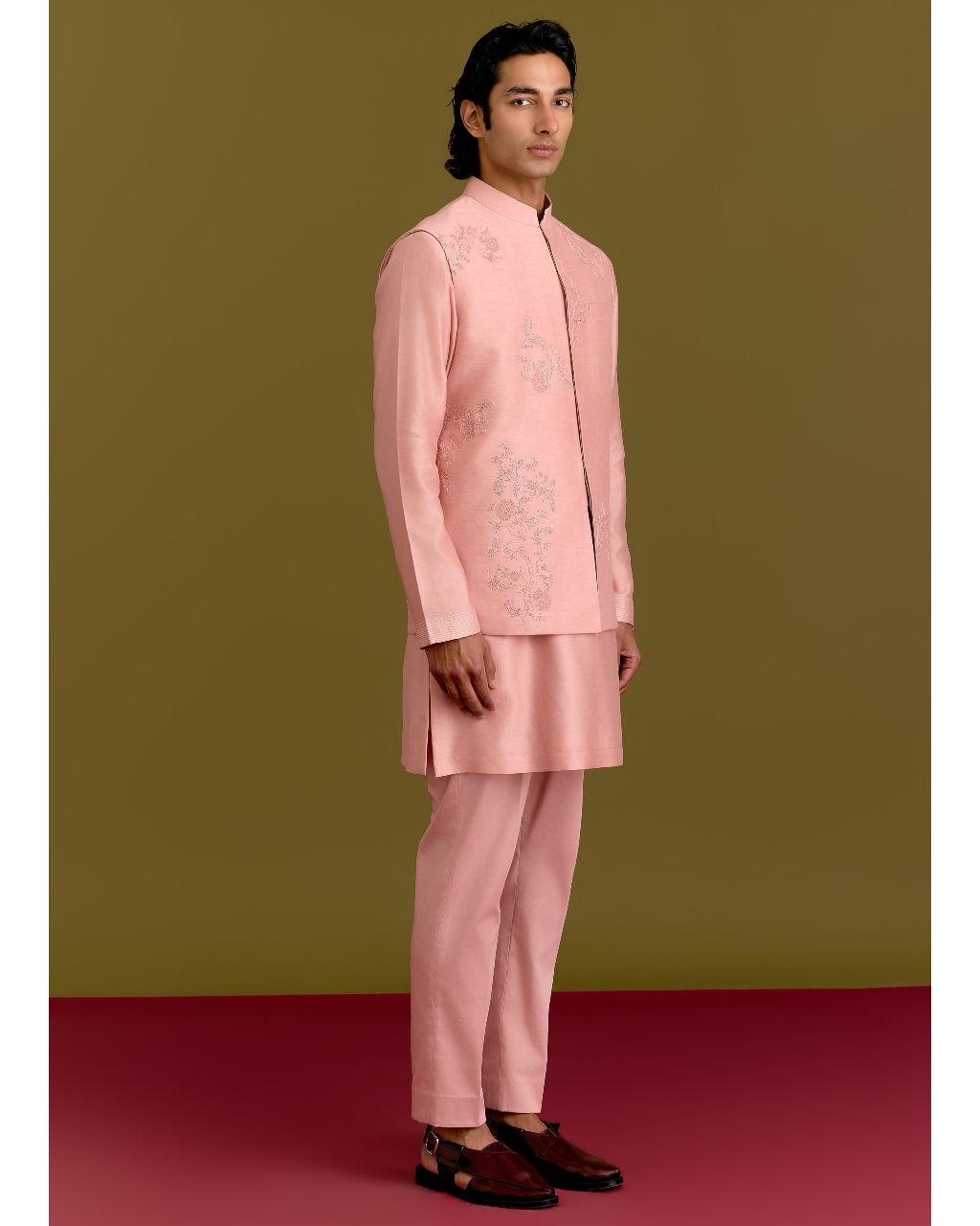 Blush Embroidered Bundi Set