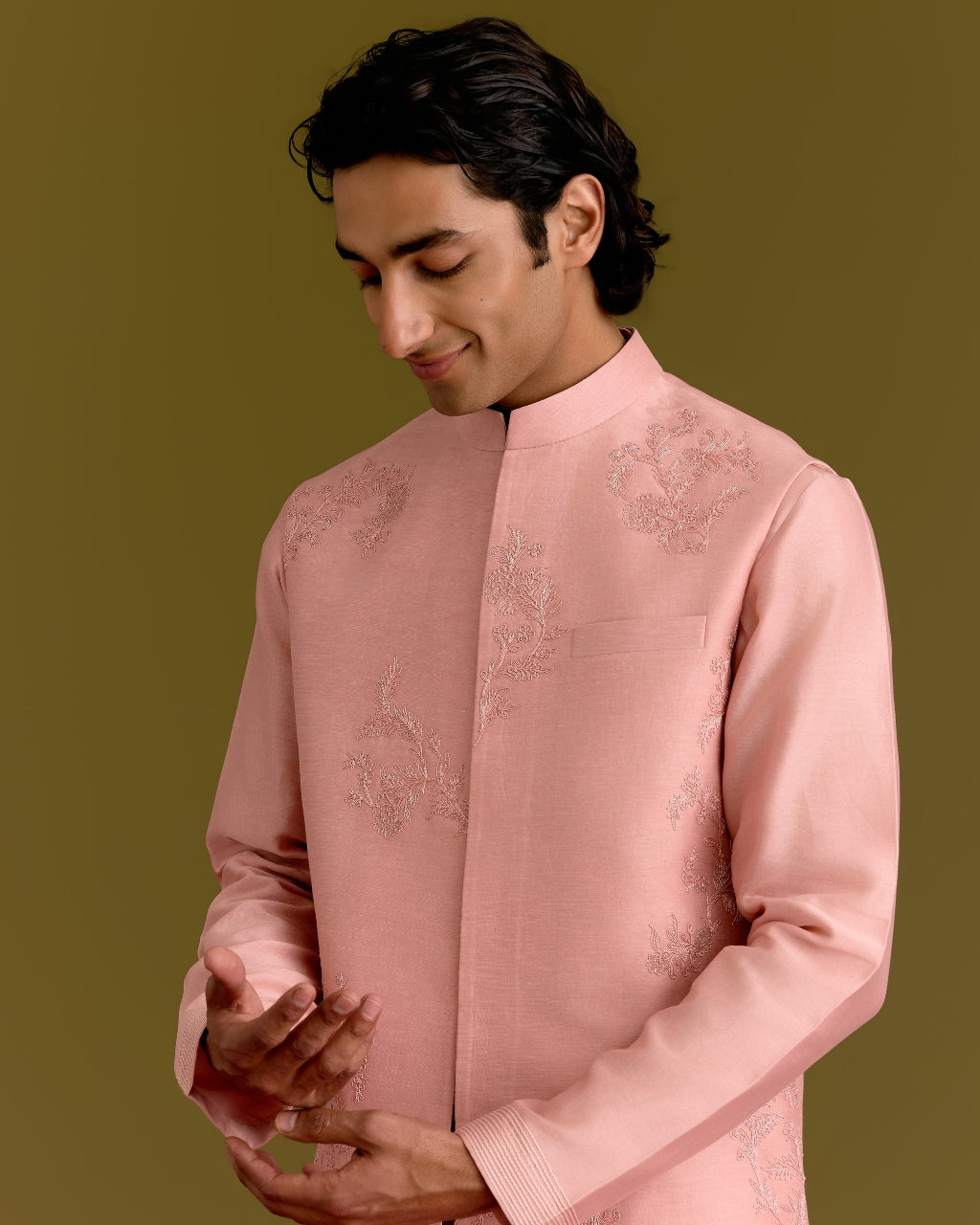 Blush Embroidered Bundi Set
