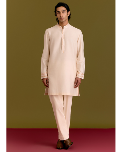 Ivory Cotton Silk Embriodered Kurta Set