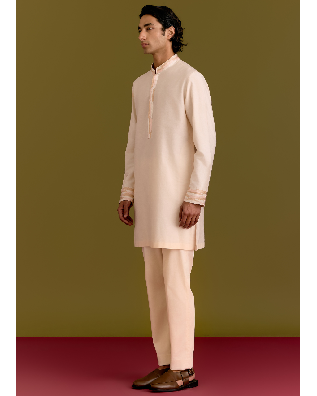 Ivory Cotton Silk Embriodered Kurta Set