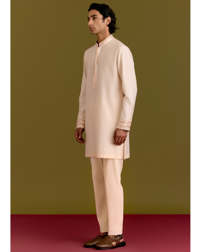 Ivory Cotton Silk Embriodered Kurta Set