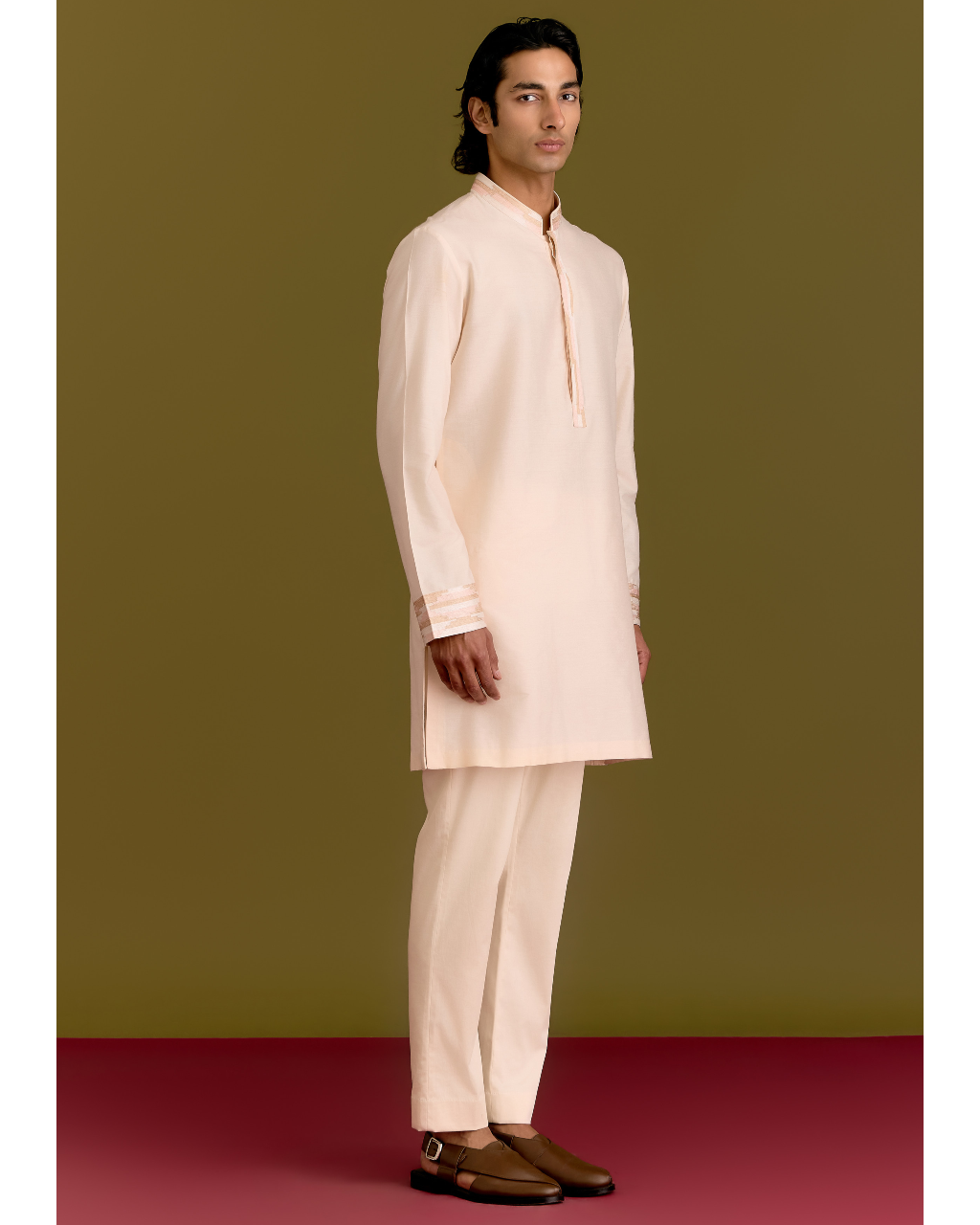 Ivory Cotton Silk Embriodered Kurta Set