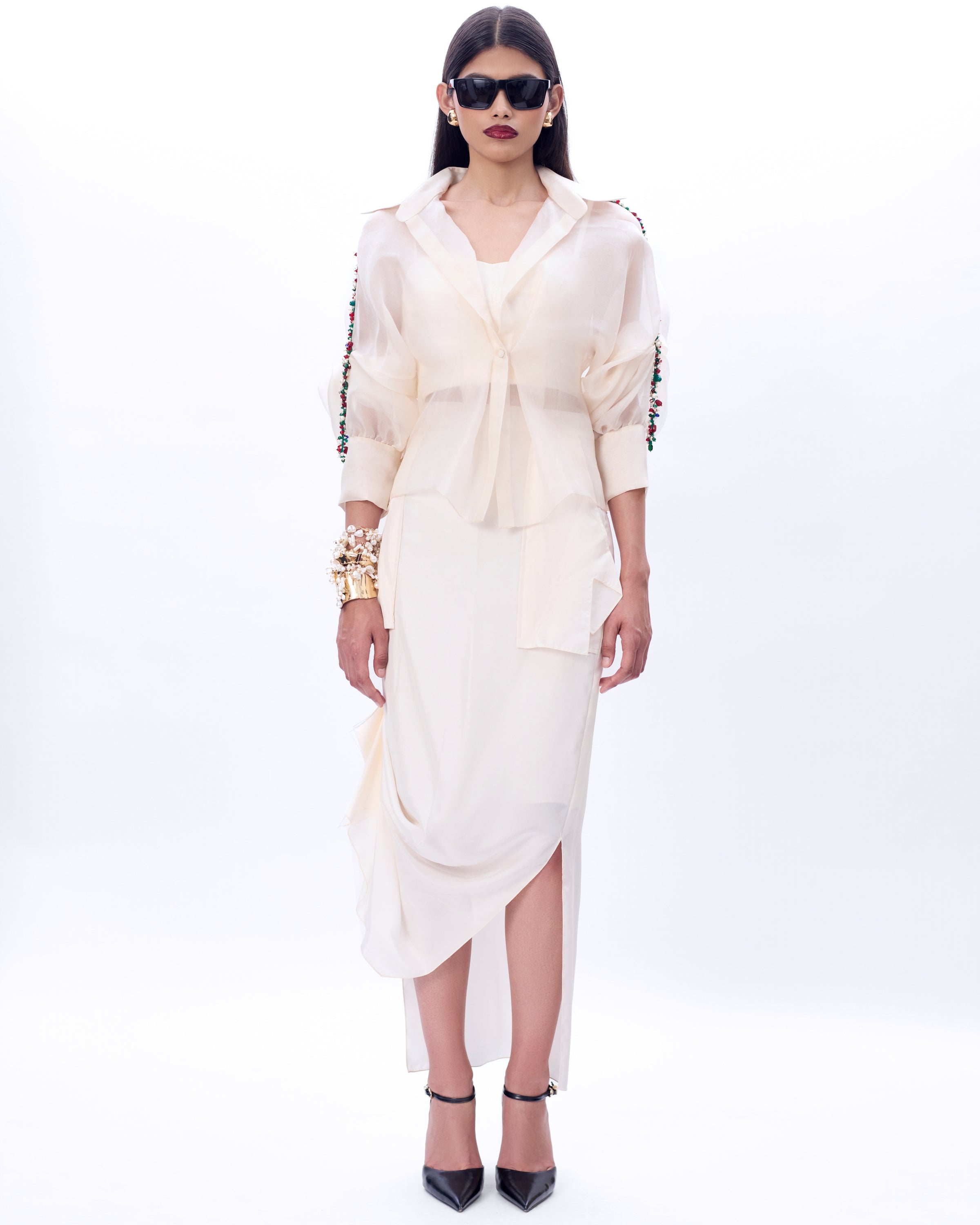 Ivory Embroidered Bolero Jacket, Bustier & Daria Skirt