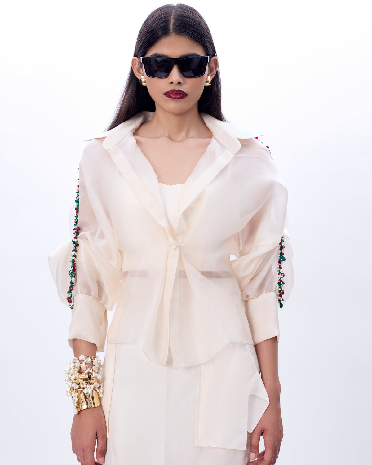 Ivory Embroidered Bolero Jacket, Bustier & Daria Skirt