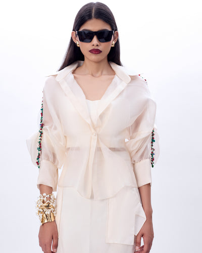 Ivory Embroidered Bolero Jacket, Bustier & Daria Skirt