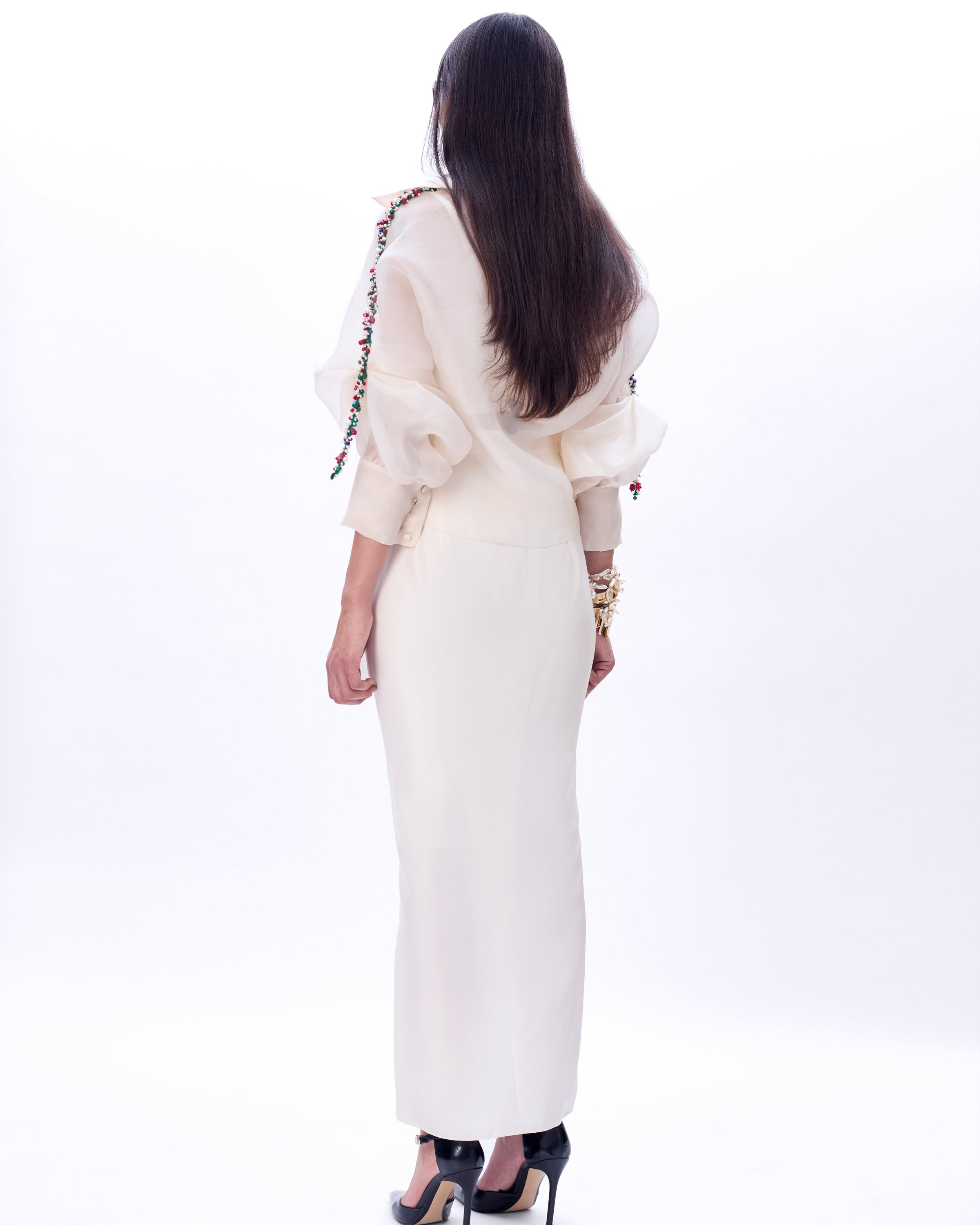 Ivory Embroidered Bolero Jacket, Bustier & Daria Skirt
