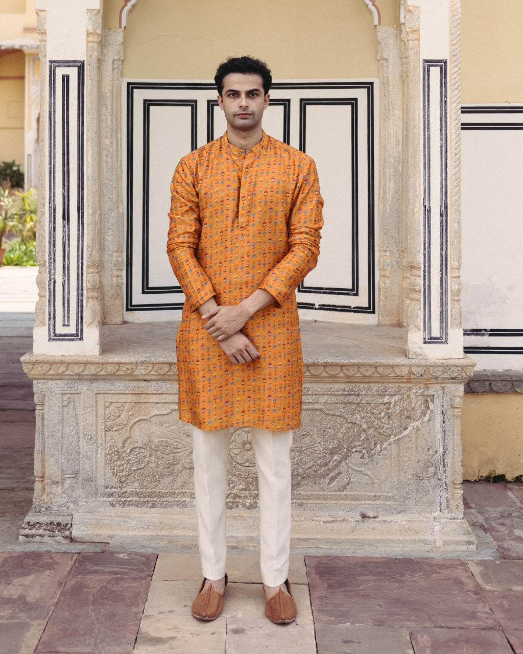 Tangerine Printed Kurta Set