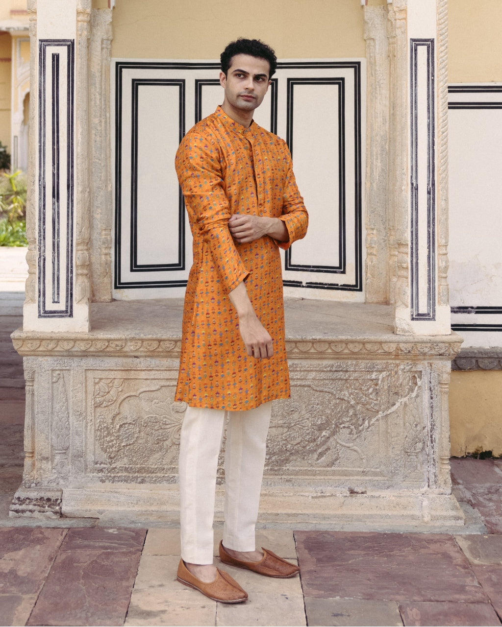 Tangerine Printed Kurta Set