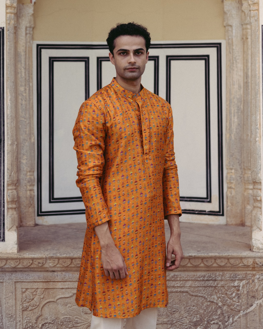 Tangerine Printed Kurta Set