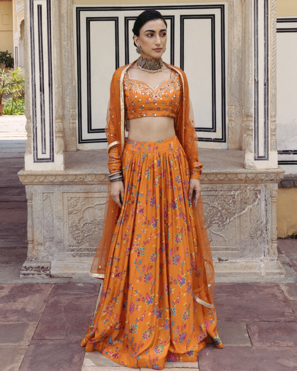 Tangerine Lehenga Set