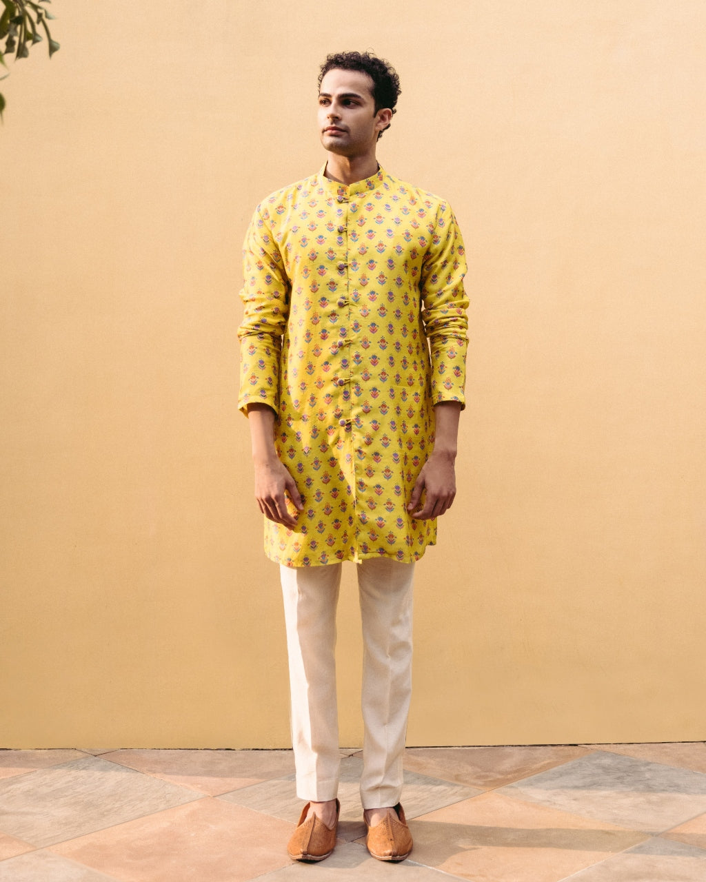 Sunshine Yellow Printed Button Down Kurta Set