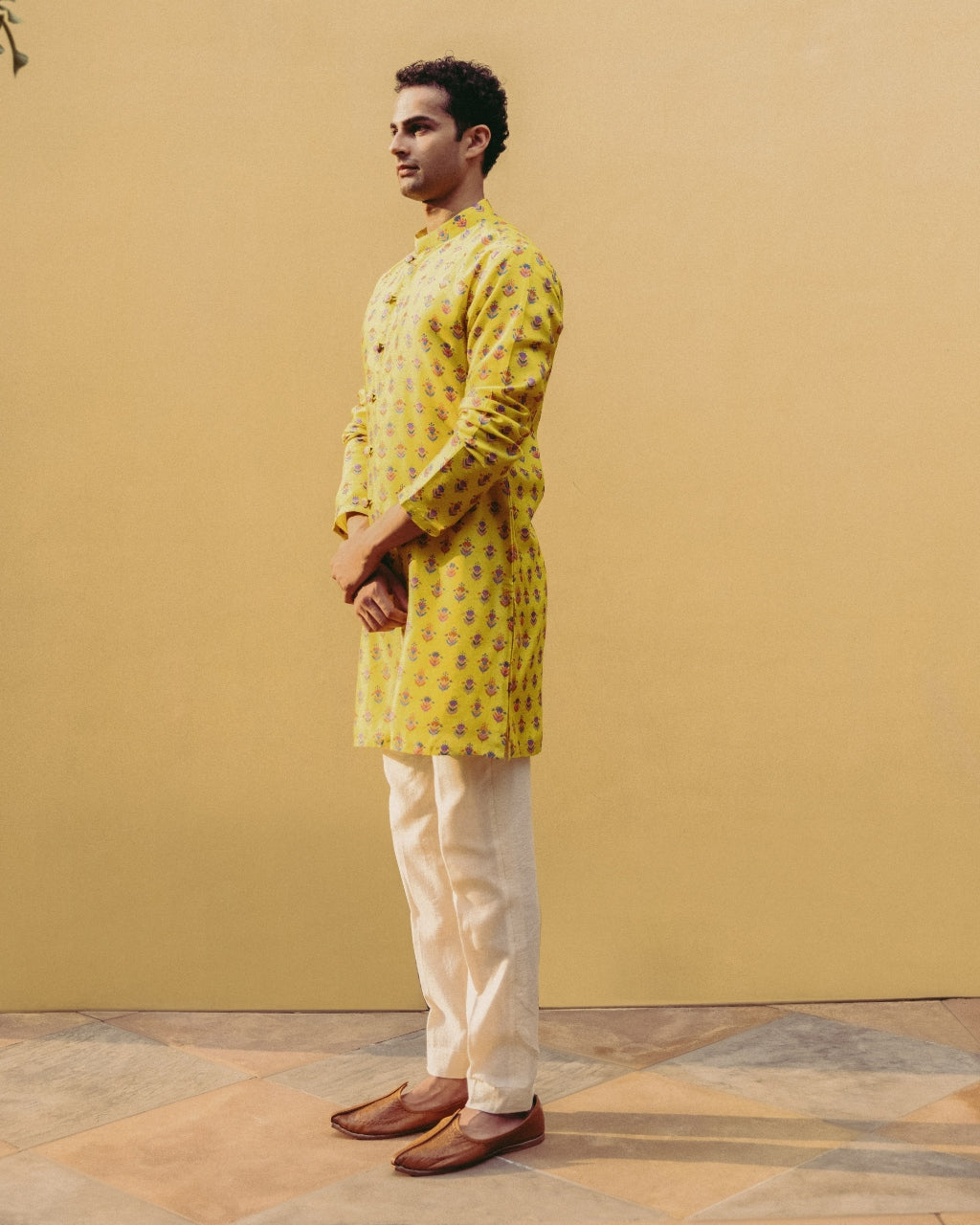 Sunshine Yellow Printed Button Down Kurta Set