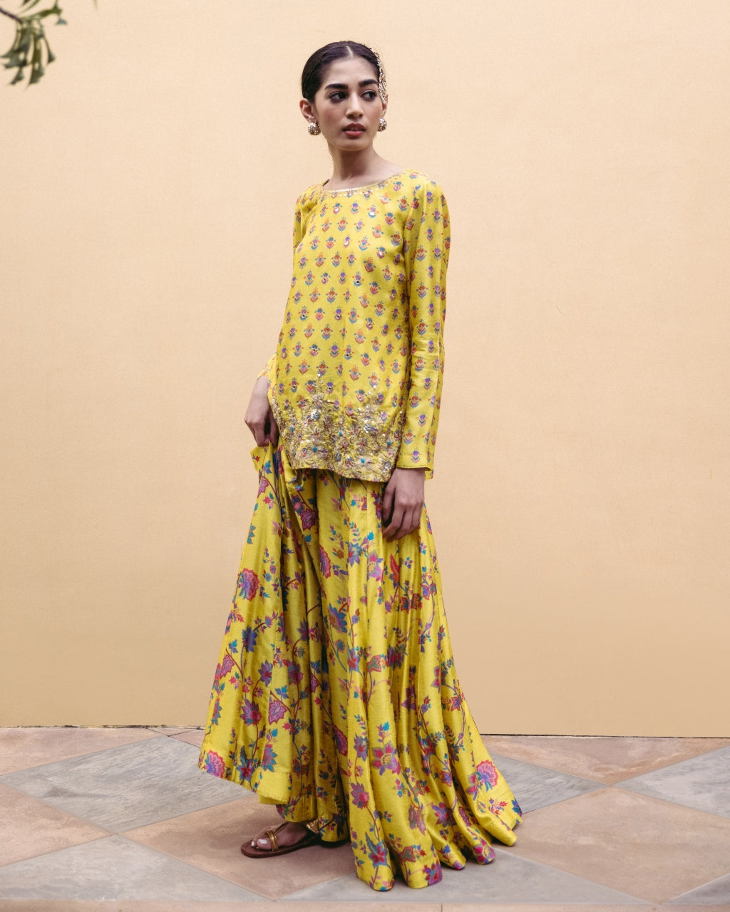 Sunshine Yellow Kali Kurta Set