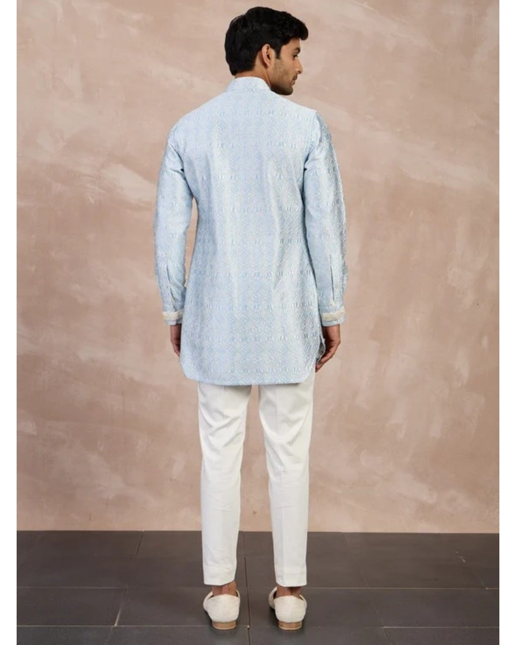 Ivory - Powder Blue Maze Foe Kurta Set