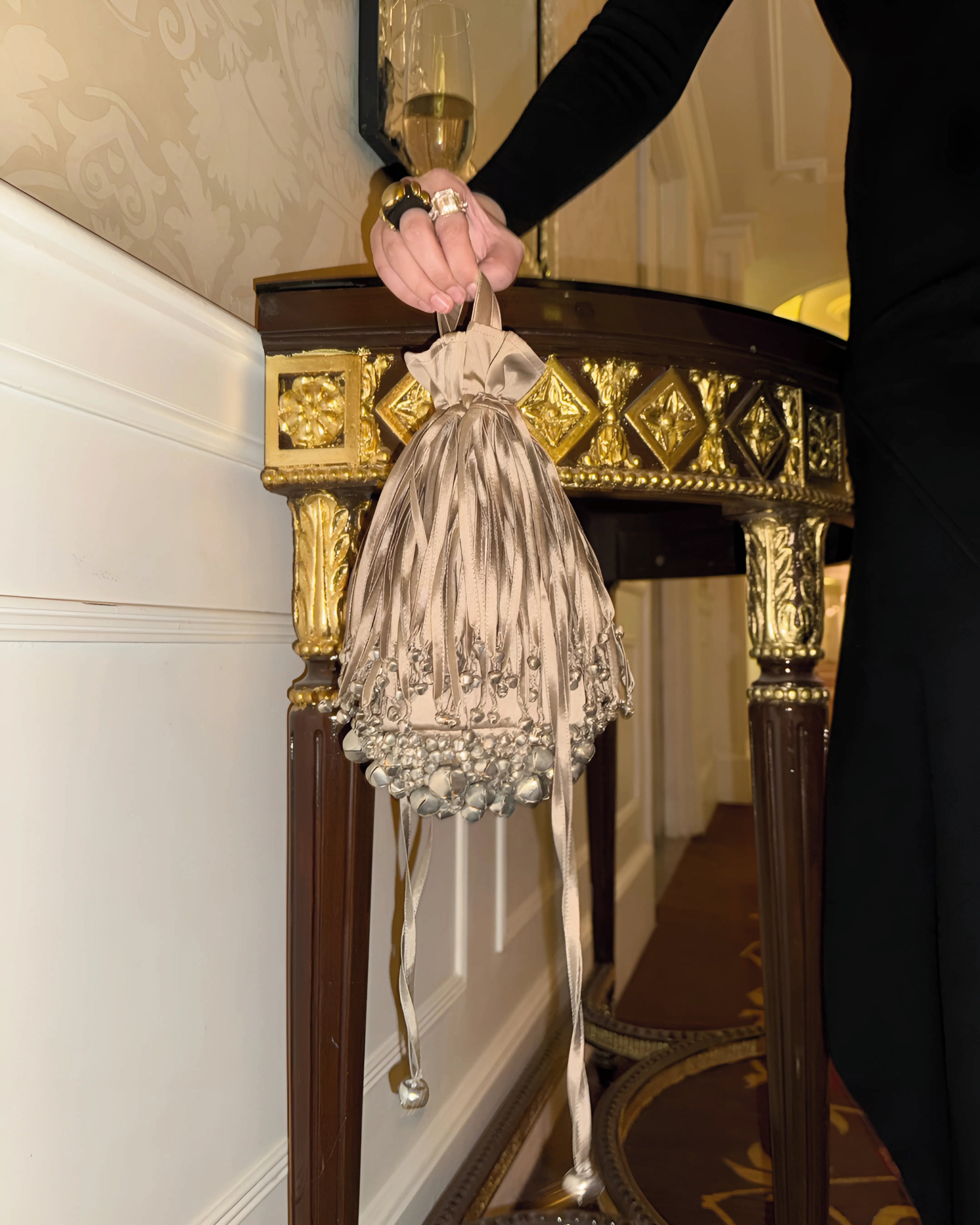 The Lennon Rocky Bucket Bag (Nude & Silver)