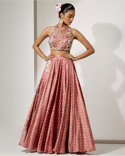 Rosewood Halter Blouse & Skirt Set