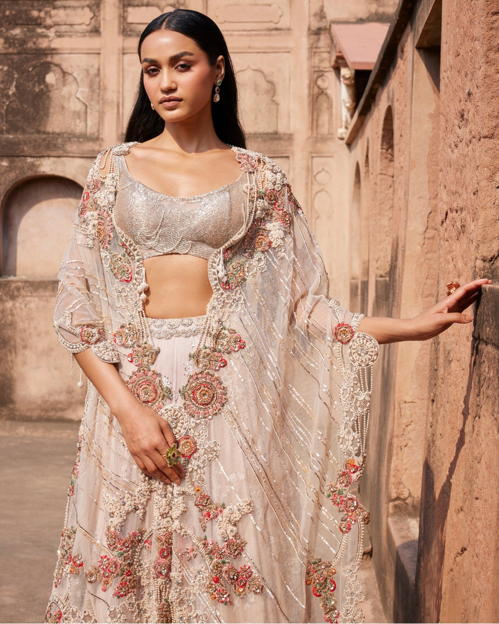 Evadne Off White Chikankari Lehenga