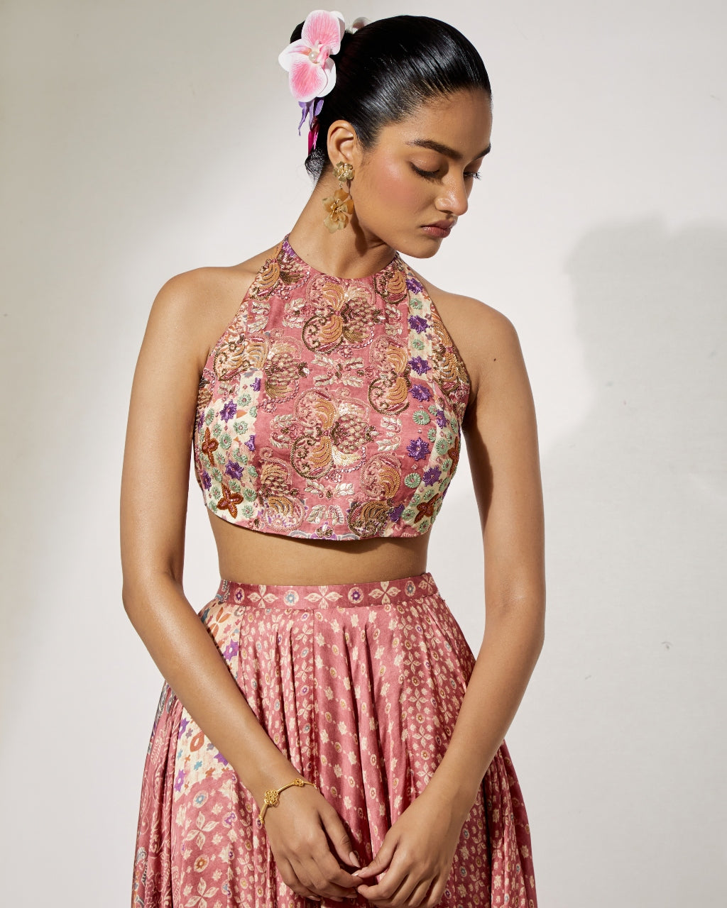 Rosewood Halter Blouse & Skirt Set