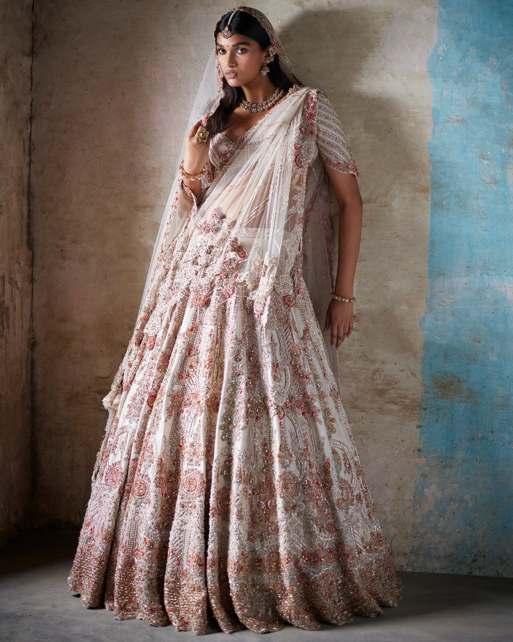 Irene Ivory Raw Silk Bridal Lehenga