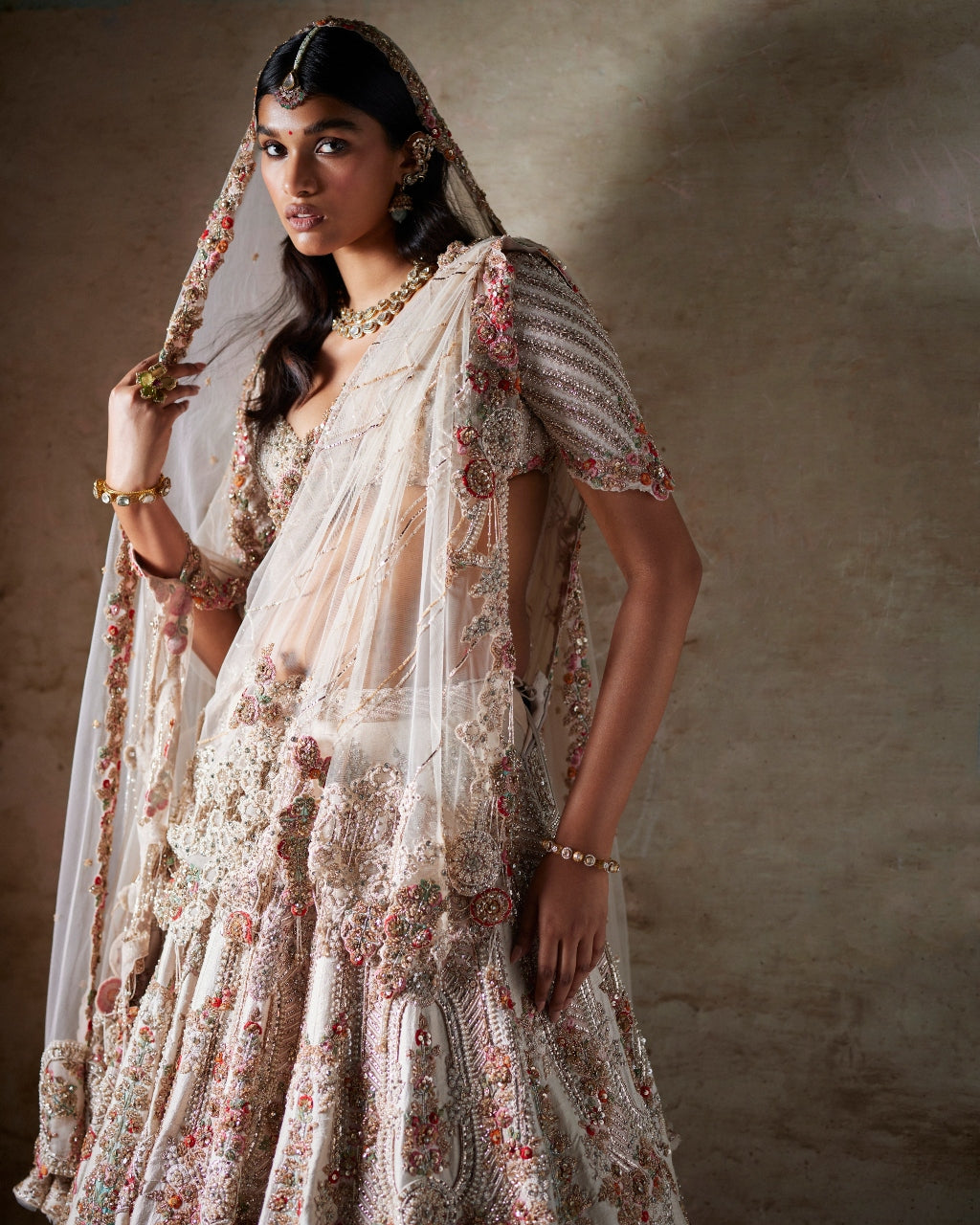 Irene Ivory Raw Silk Bridal Lehenga