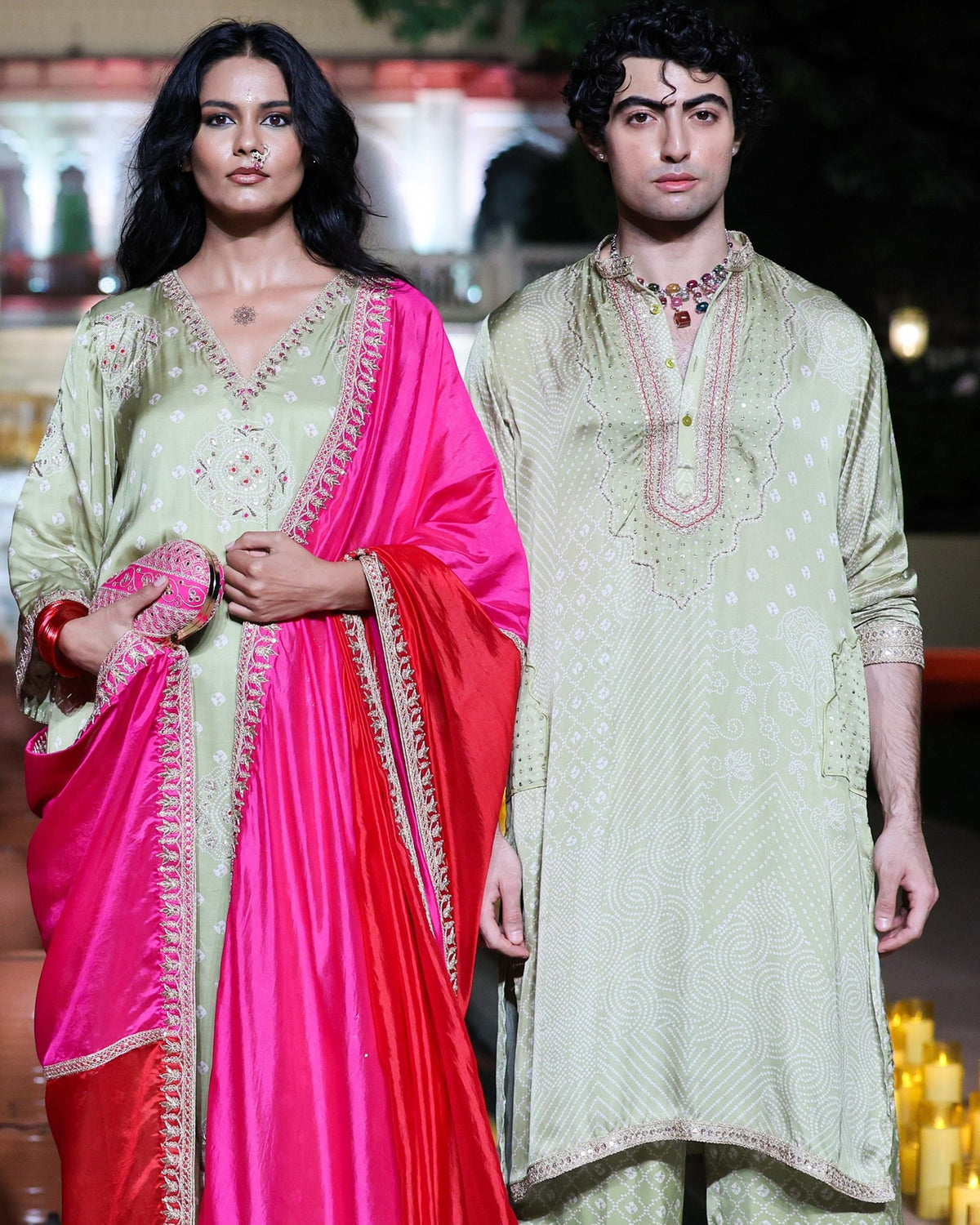 Printed Dry Heena Green Embroidered Classic Kurta Set