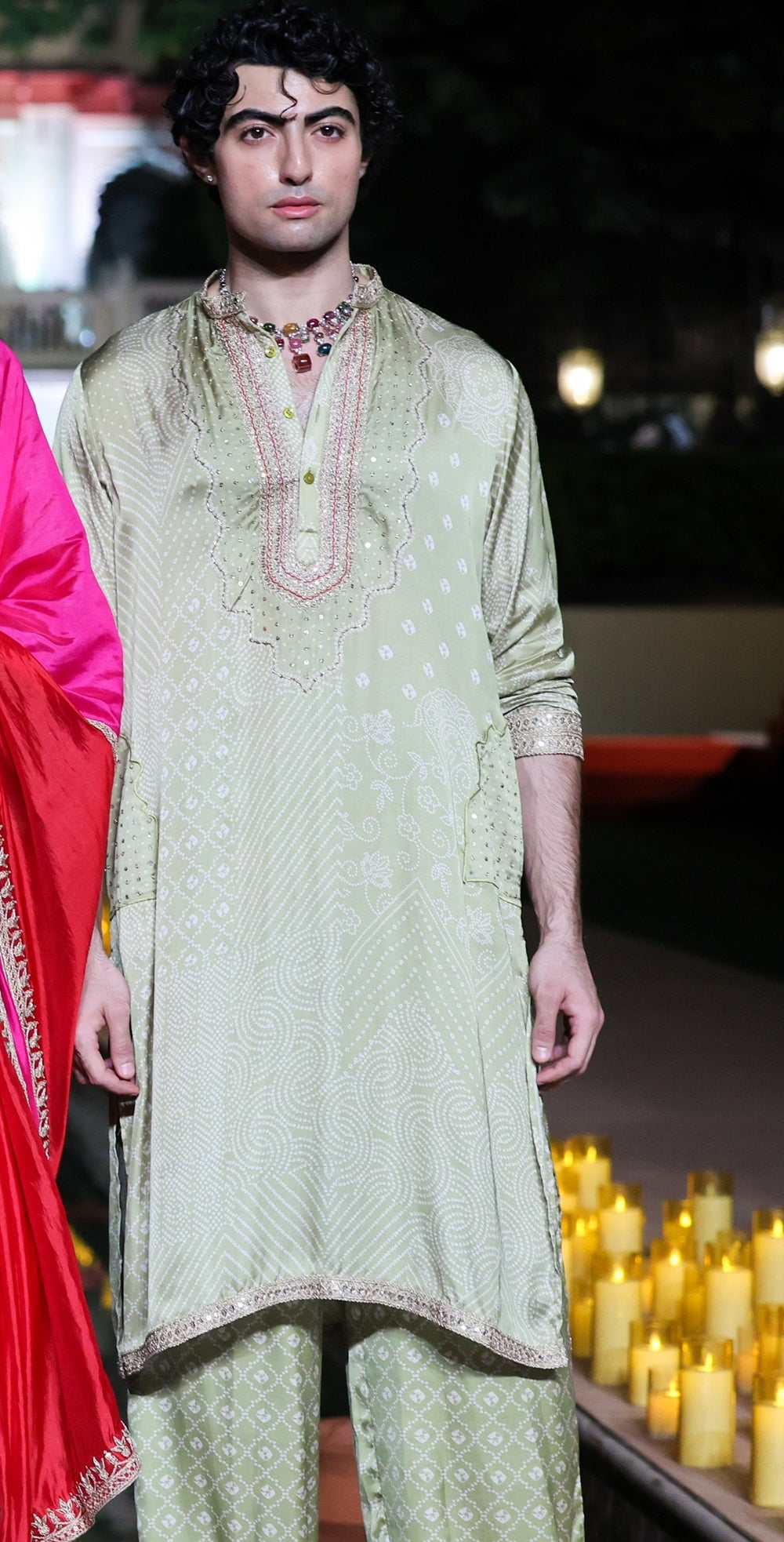 Printed Dry Heena Green Embroidered Classic Kurta Set