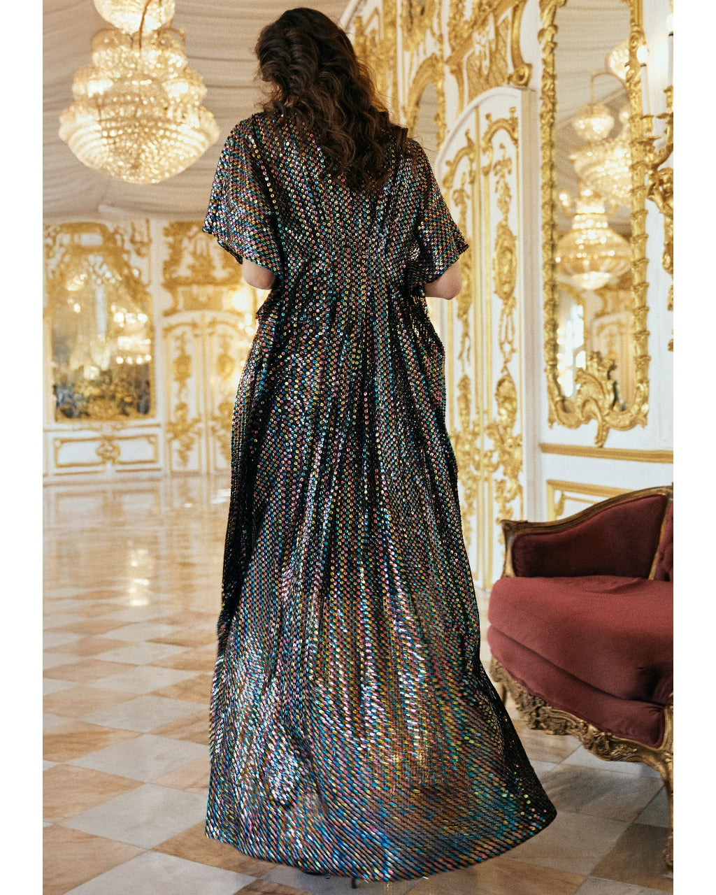 Multicolour Sequin Kaftan