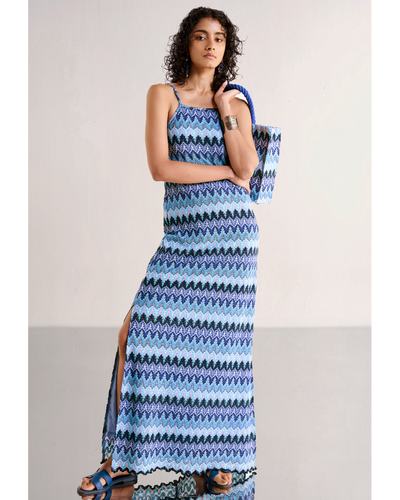 Strappy Textured Crochet Knit Gown
