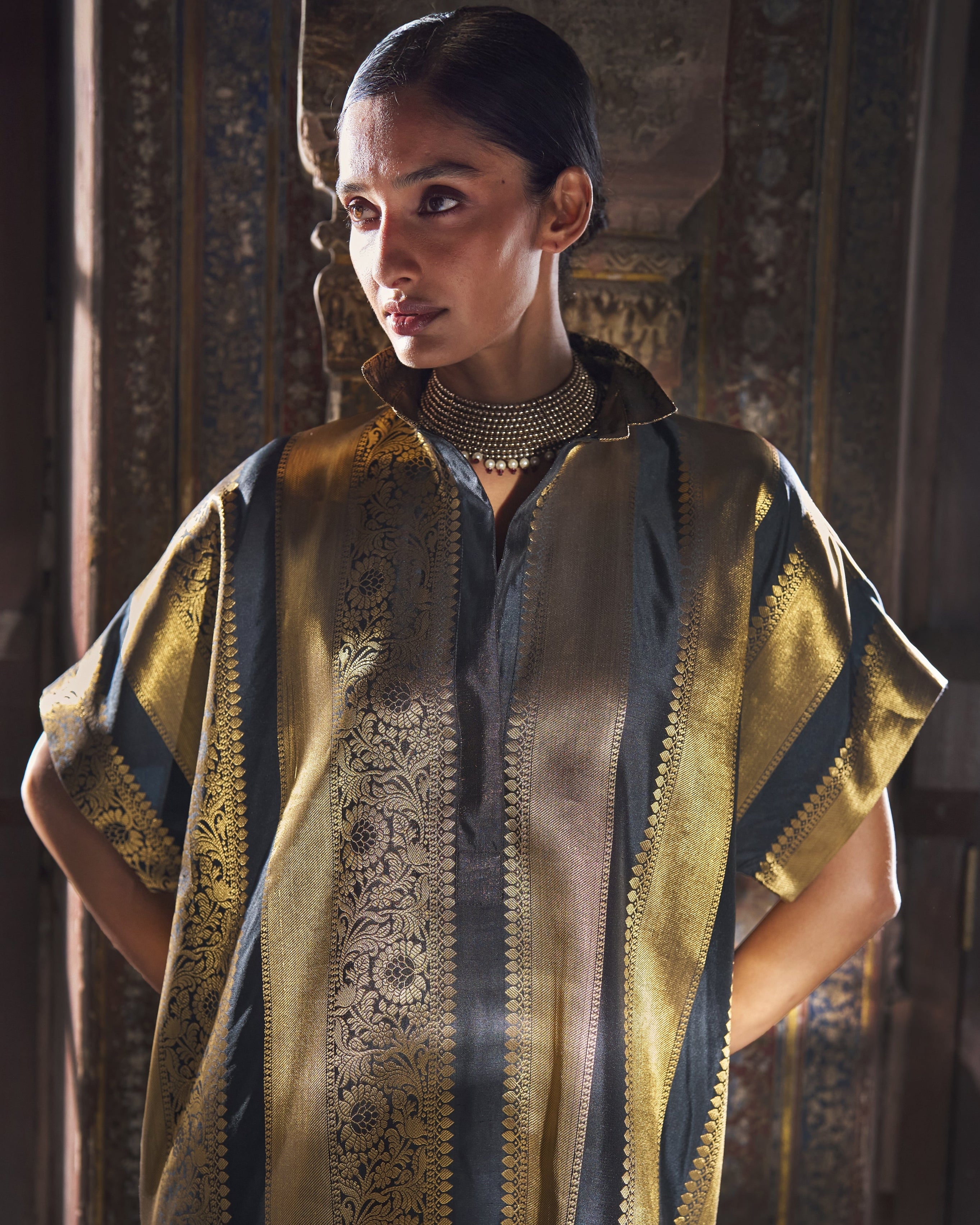 Benares Brocade Striped Longline Set