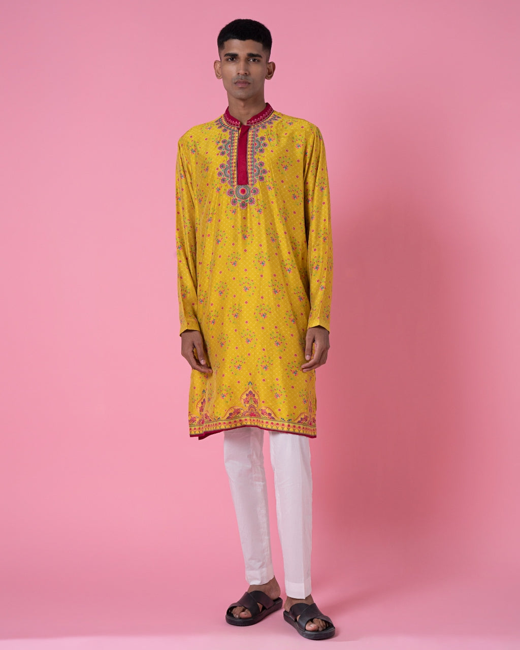 Yellow Ochre Embroidered Kurta Set