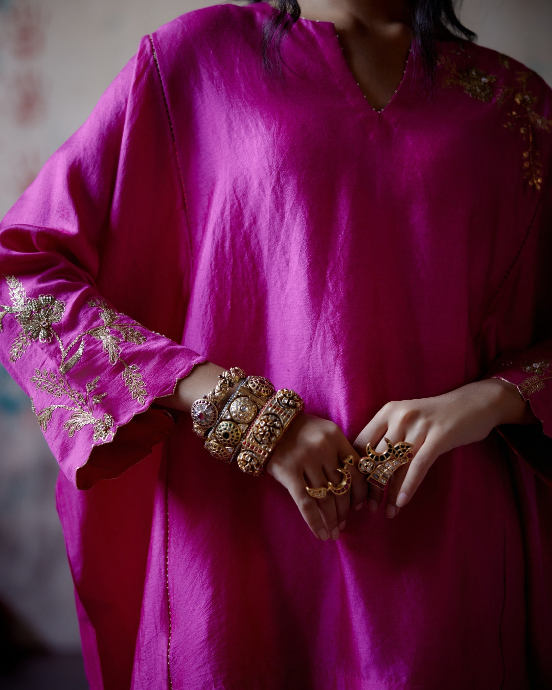 Fuchsia Pink Kaftan Style Co-Ord Set