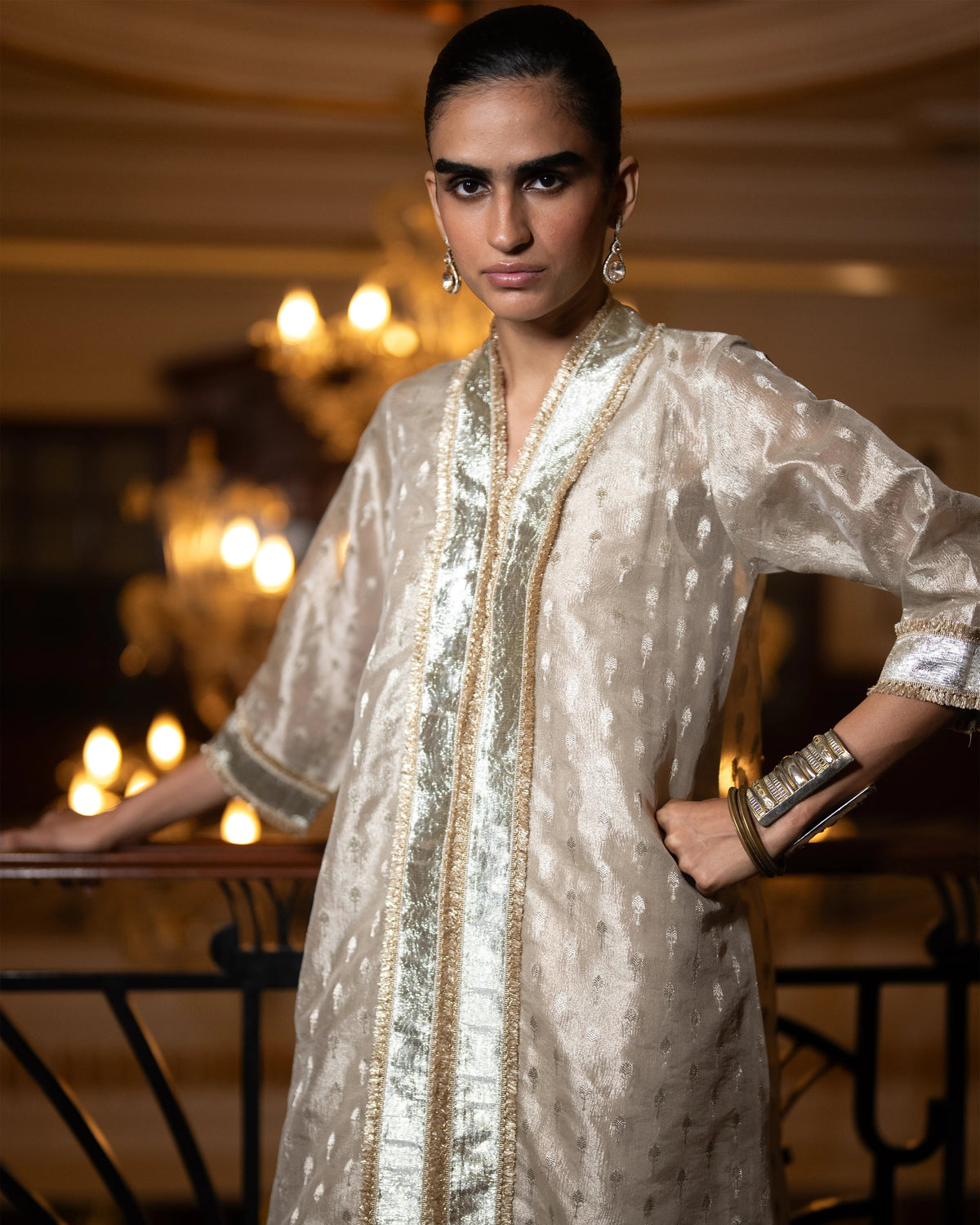Champagne Benares Dhoti Pant Set