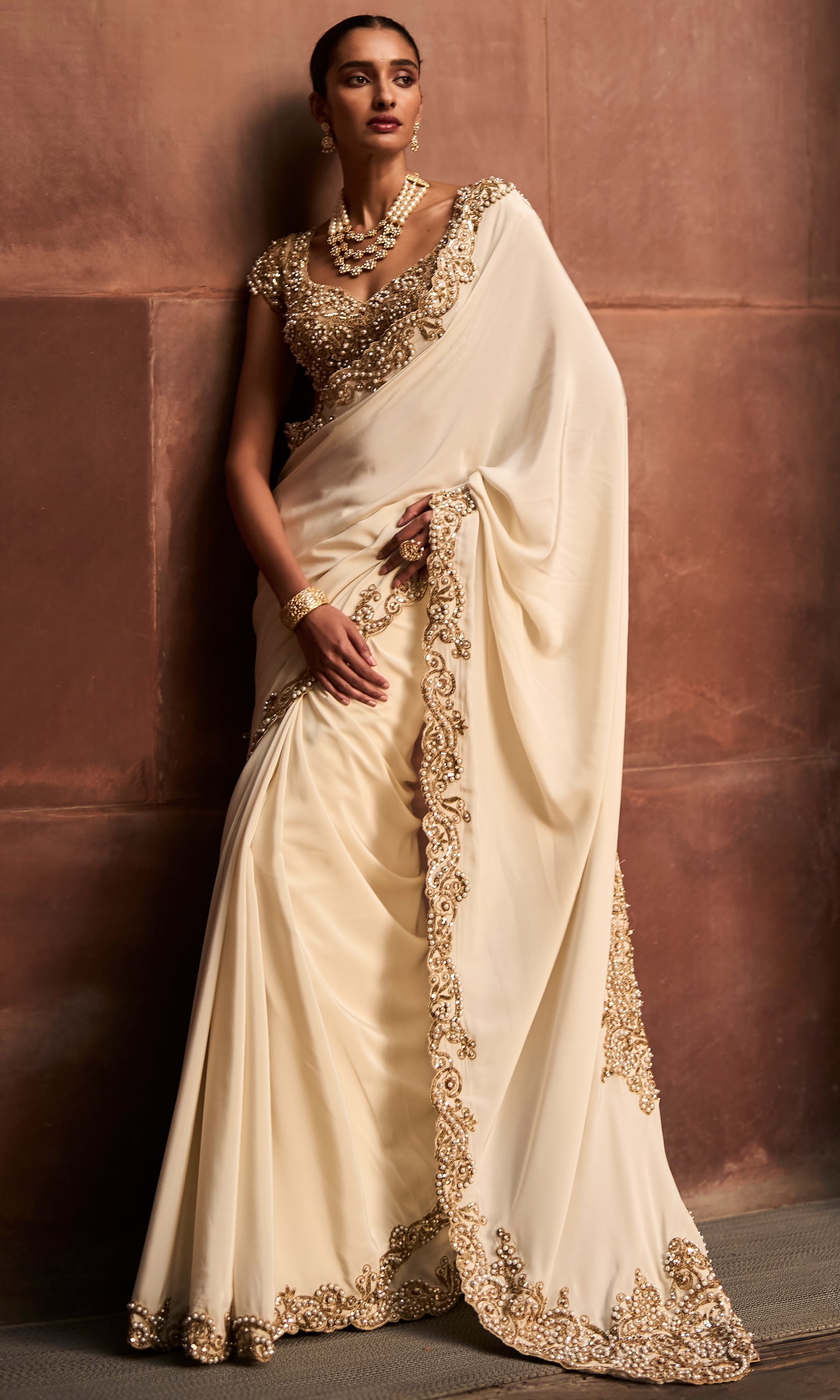 Ivory Gold Sari Set