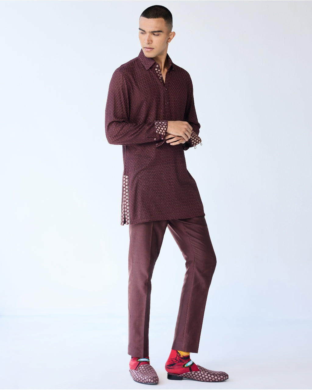 Plum Poppy Henley Shirt Kurta Set