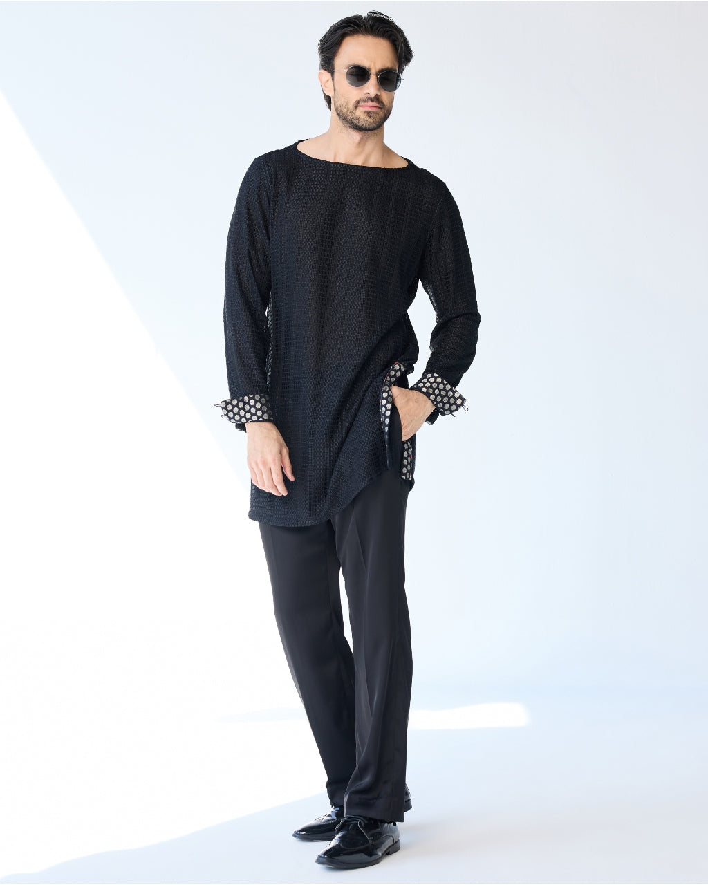 Chessboard Boatneck Kurta Set