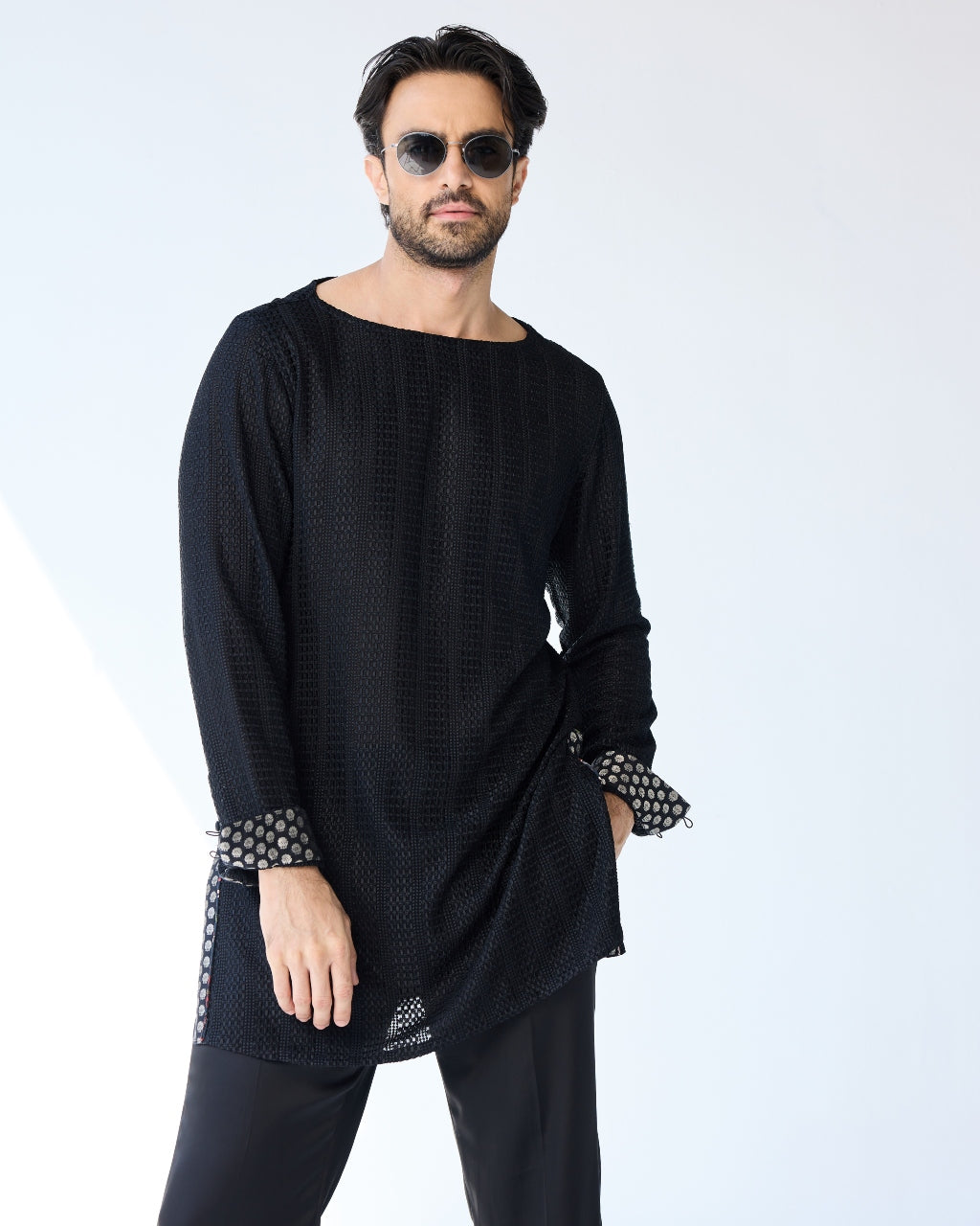 Chessboard Boatneck Kurta Set