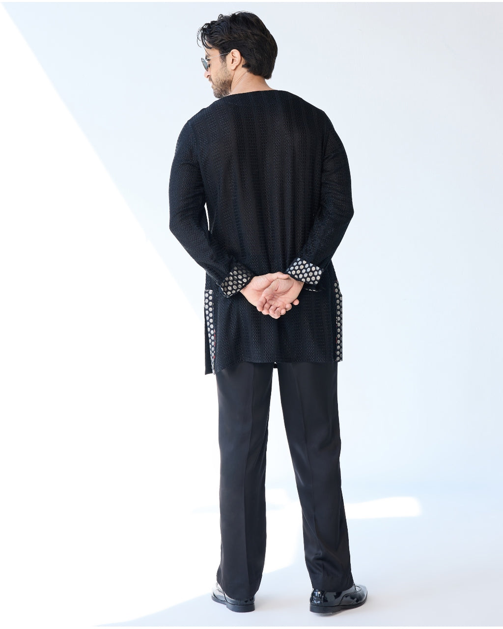 Black Chessboard Shrug Set