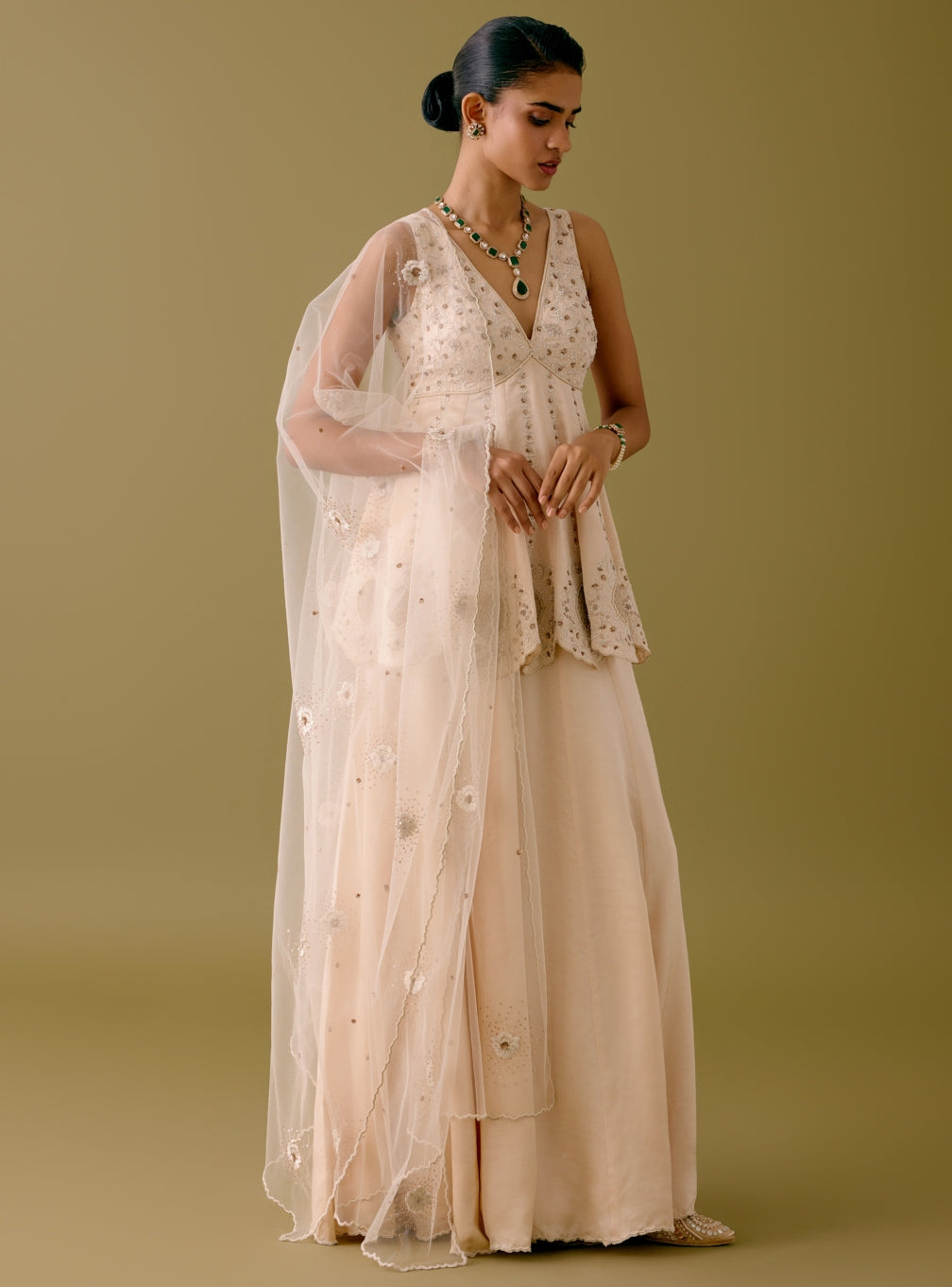 Ivory Sequined Sharara Set