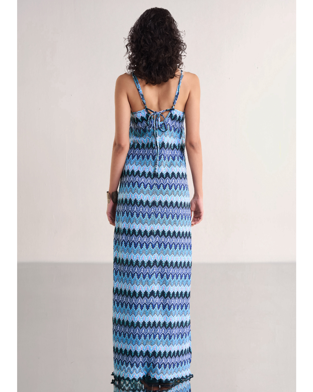 Strappy Textured Crochet Knit Gown