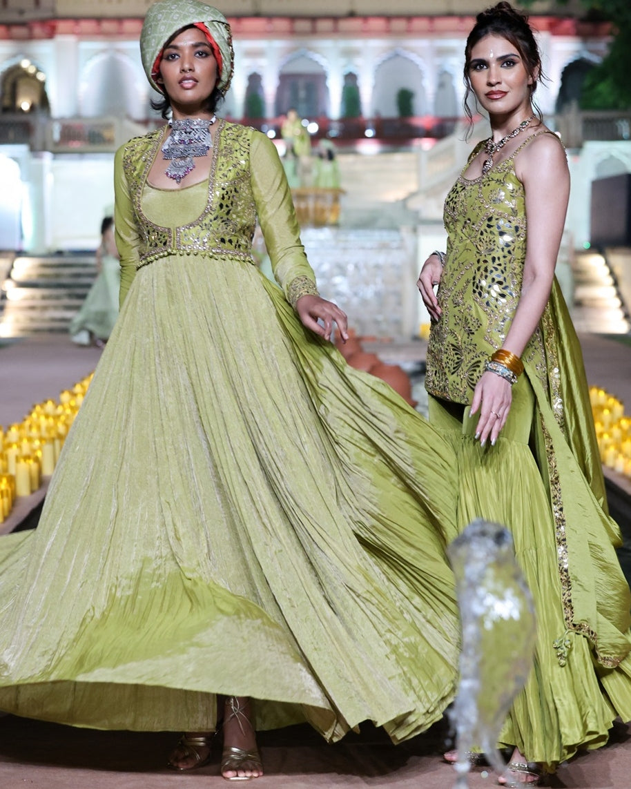 Dry Heena Green Anarkali Set