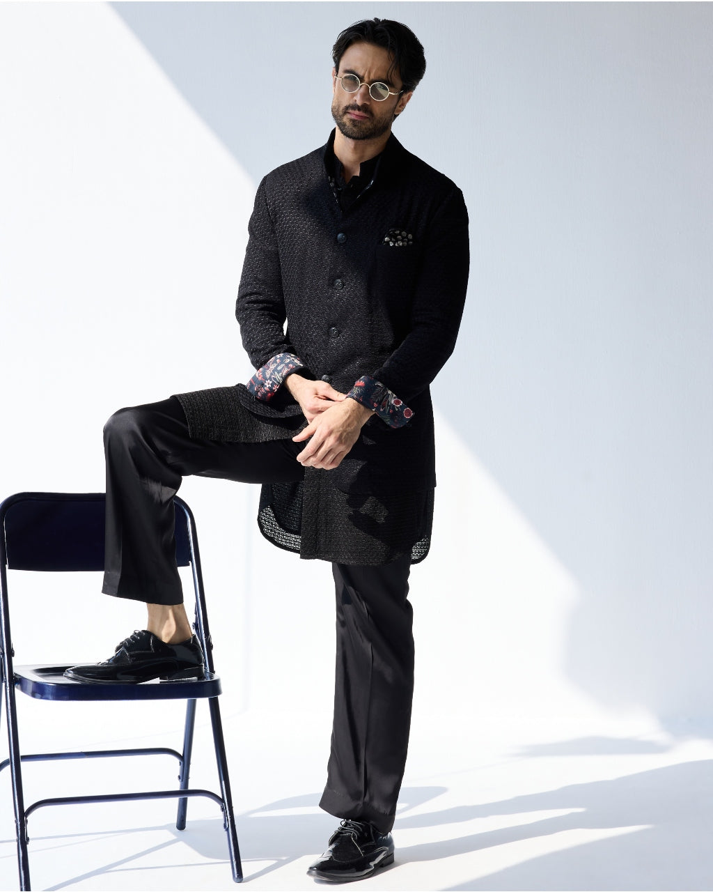 Black Poppy Bandhgala Set
