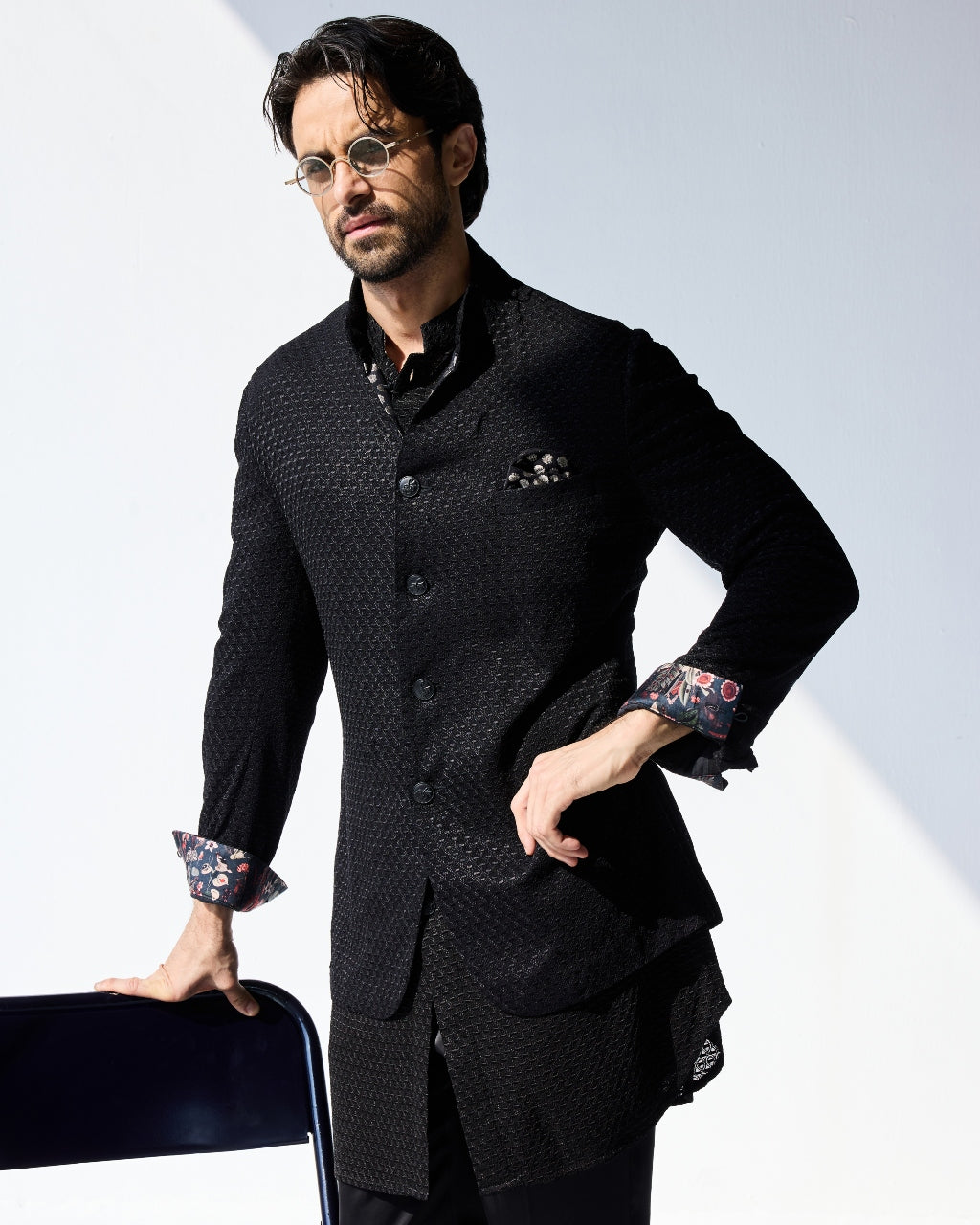 Black Poppy Bandhgala Set