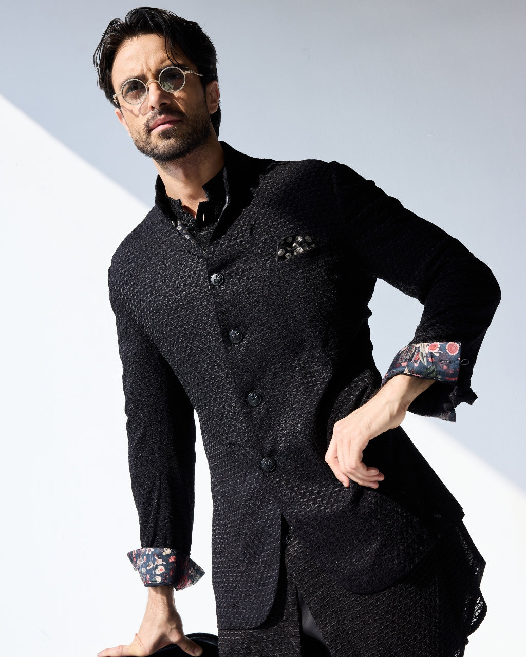Black Poppy Bandhgala Set