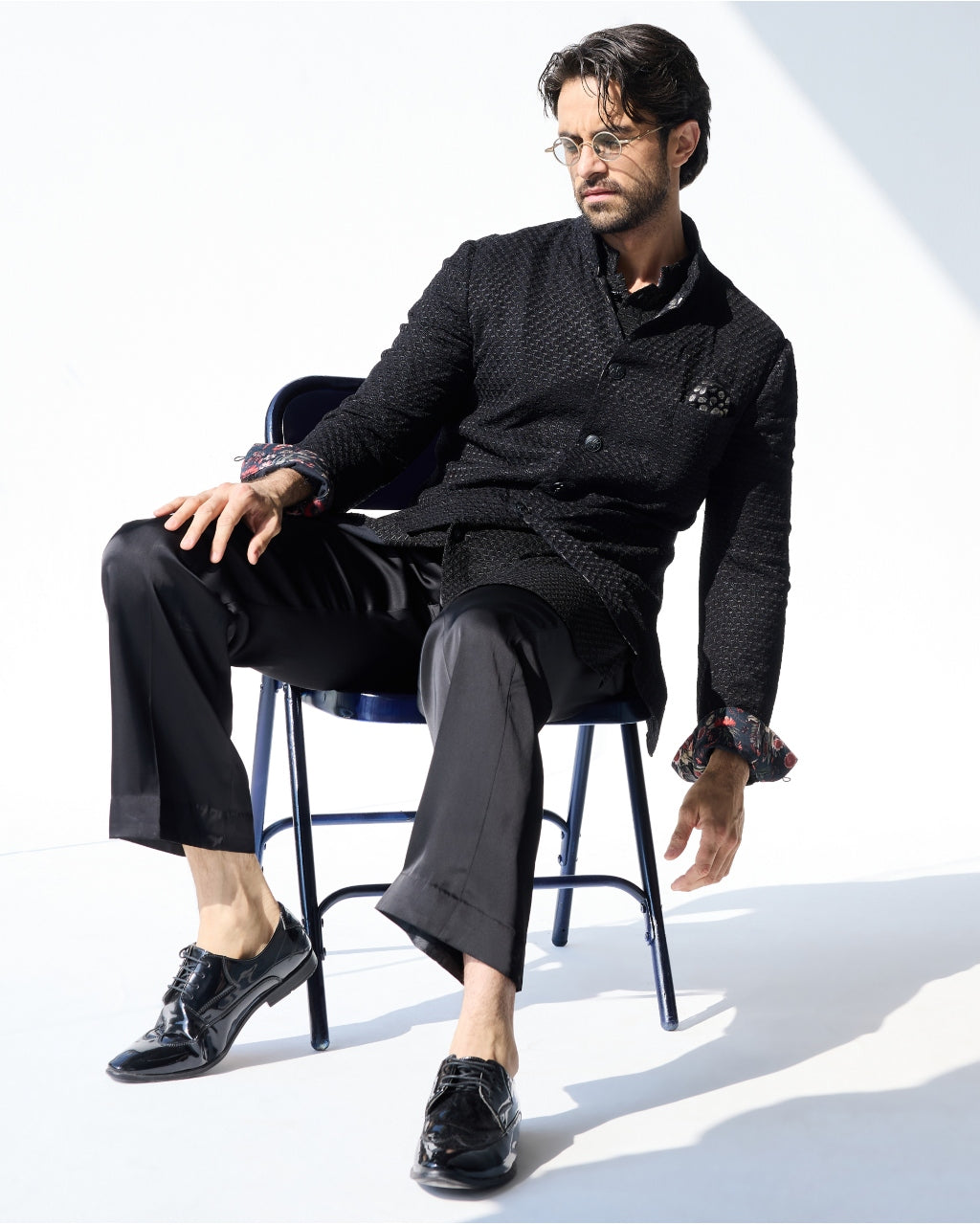 Black Poppy Bandhgala Set